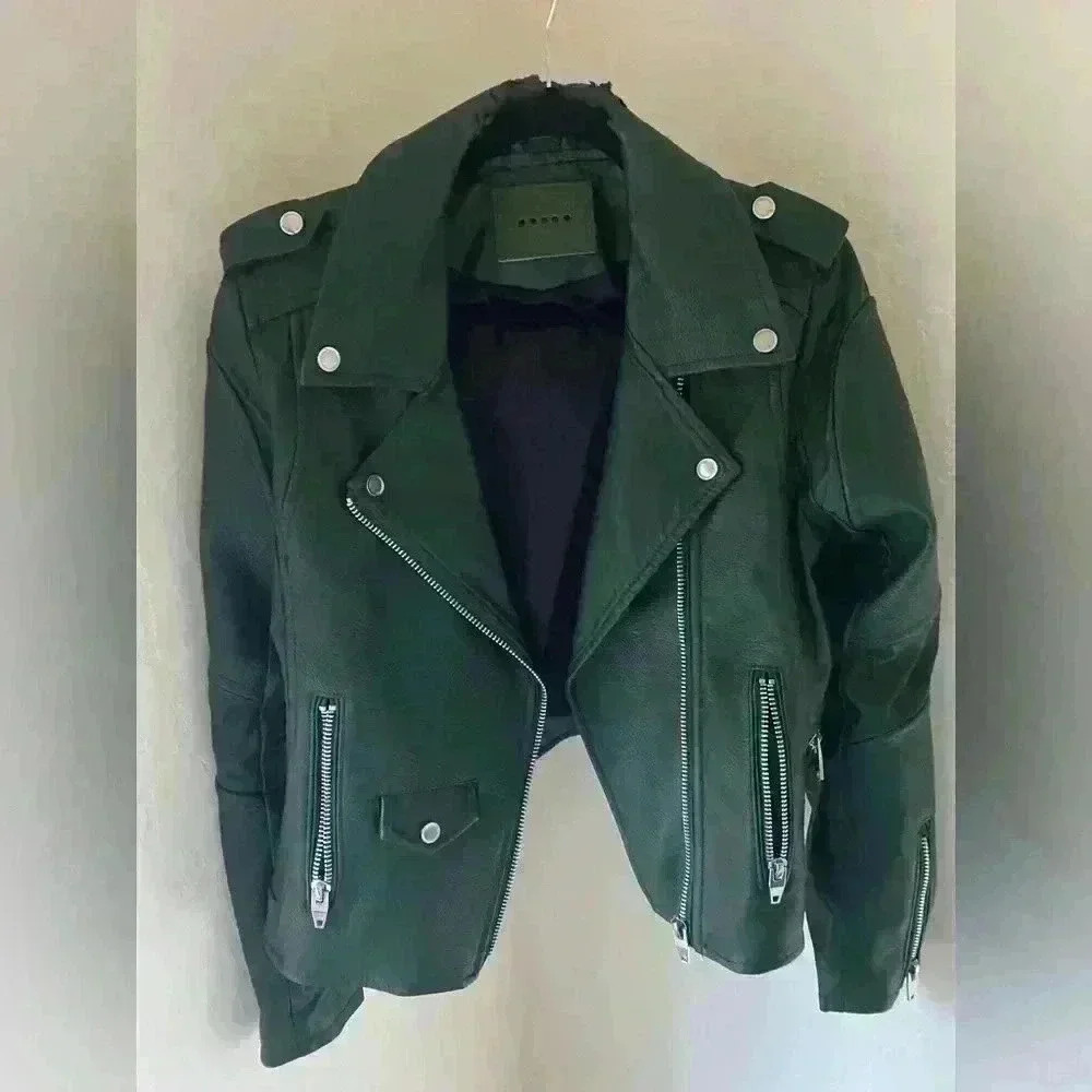 [BLANKNYC] Green Leather Jacket - Vegan, Womens, Medium